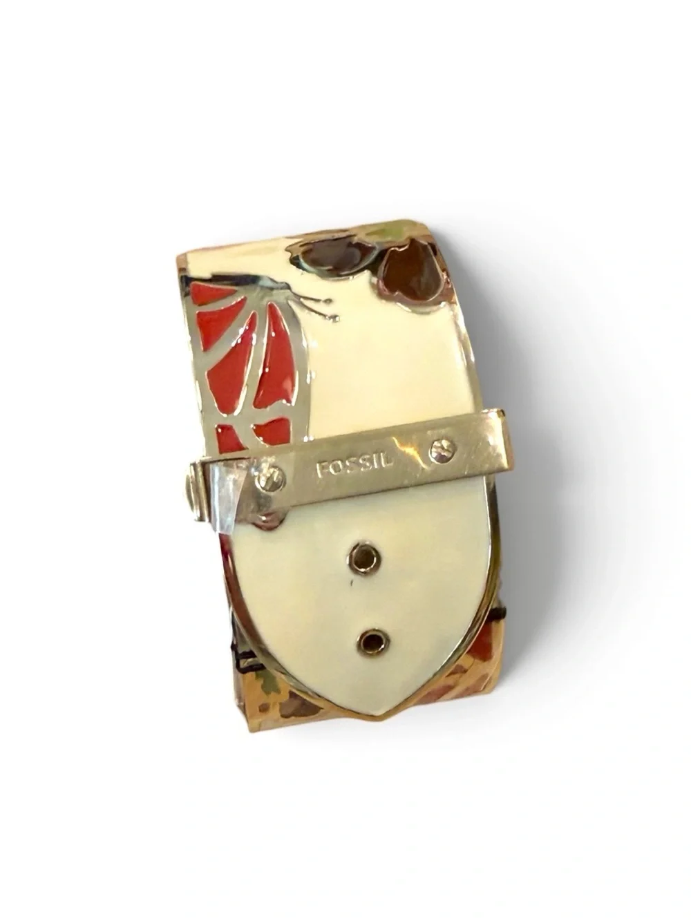 Fossil White Enamel Floral Bangle Watch